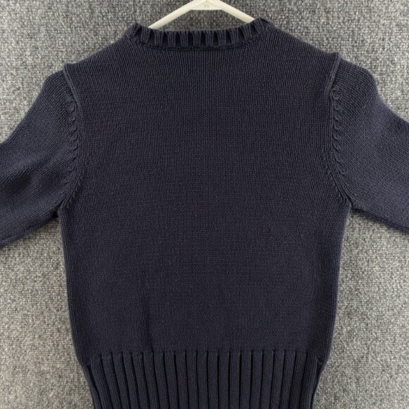 Ralph Lauren Polo Jeans Women Flag Sweater Navy Blue Knit Medium Cotton Crew - Picture 11 of 13